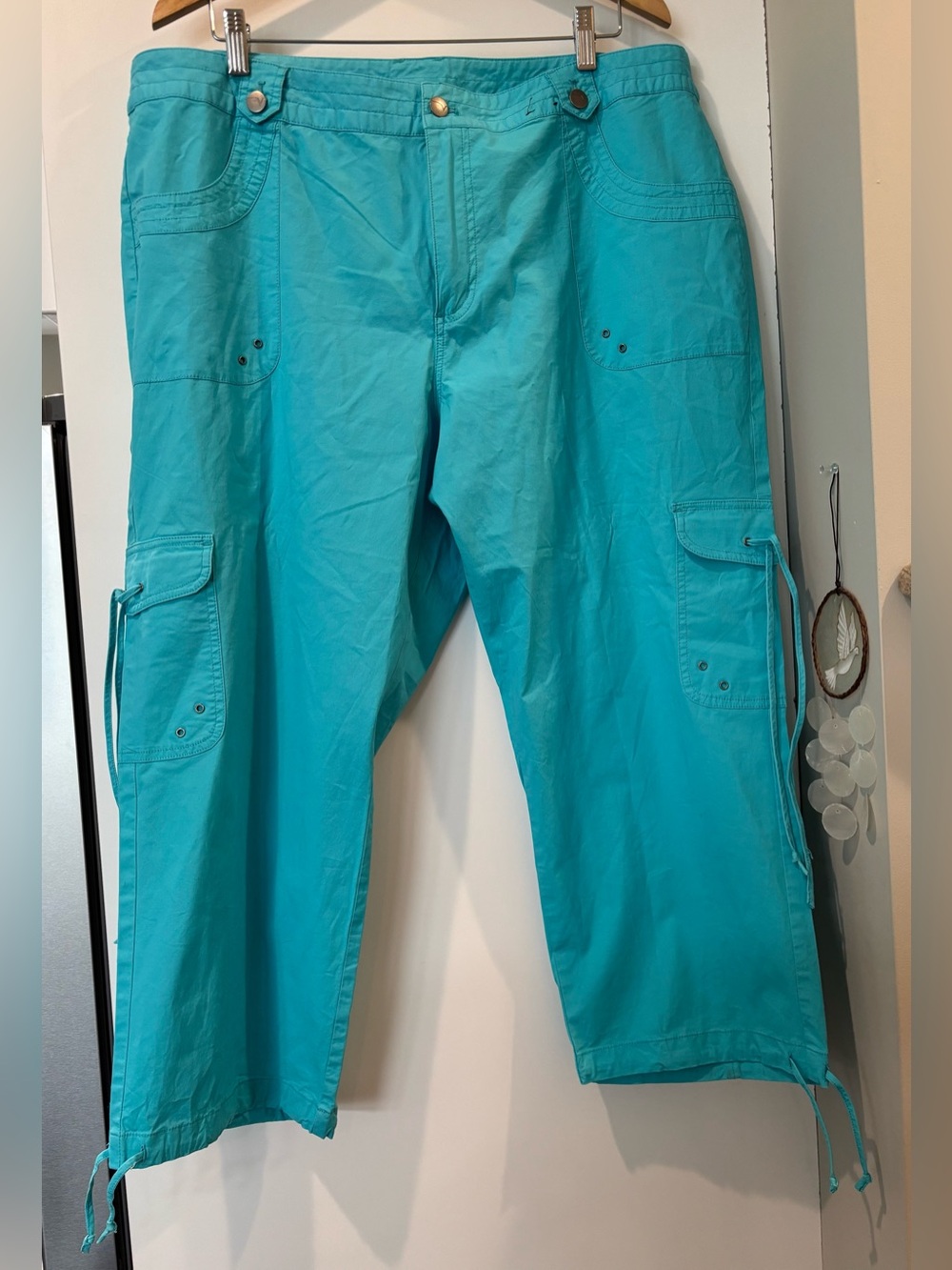 Gorgeous Venezia teal cotton cropped pants size 20 new without tags!